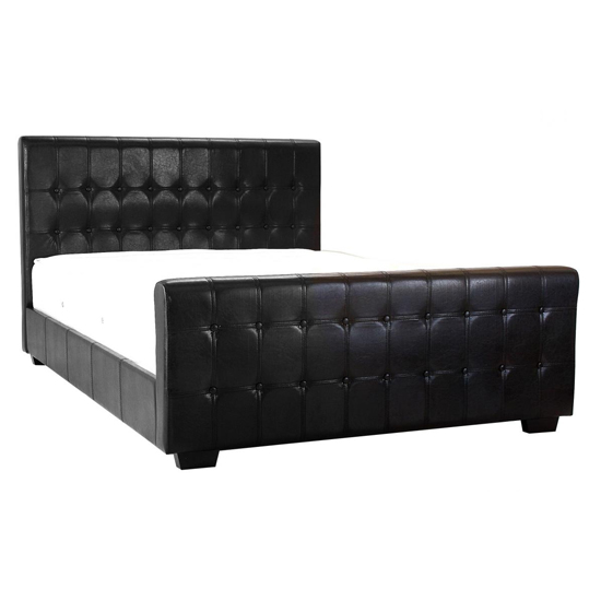 Darra Faux Leather Buttoned King Size Bed In Black