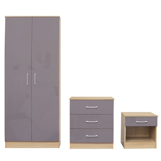 Photo of Dakotas bedroom furniture set with grey high gloss front