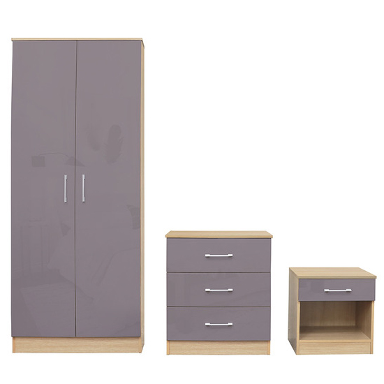 Dakotas Bedroom Furniture Set With Grey High Gloss Front Furniture in