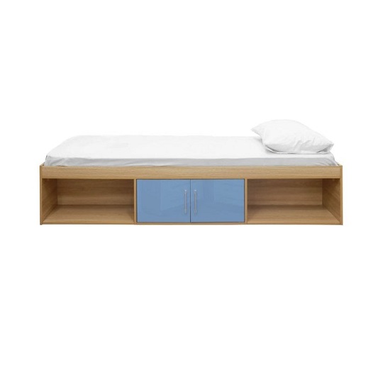 Product photograph of Daventry Single Cabin Bed In Blue And Matt Oak Finish from Furniture in Fashion