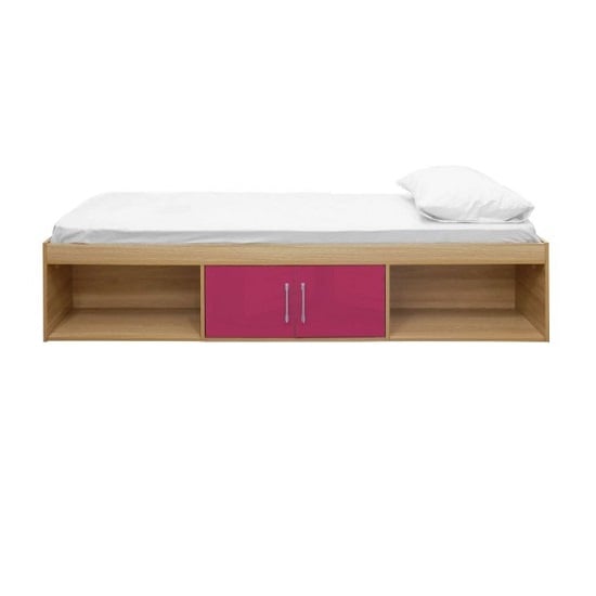 Product photograph of Daventry Single Cabin Bed In Pink And Matt Oak Finish from Furniture in Fashion