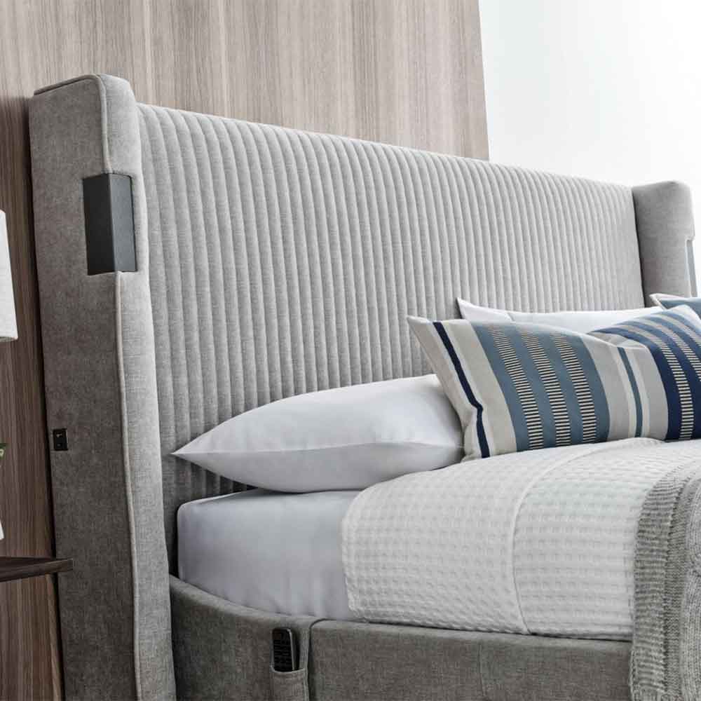 Dale Fabric King Size TV Bed In Light Grey
