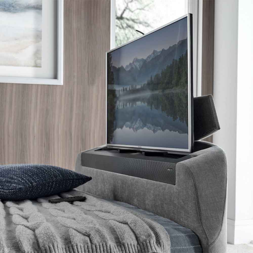 Dale Fabric King Size TV Bed In Light Grey
