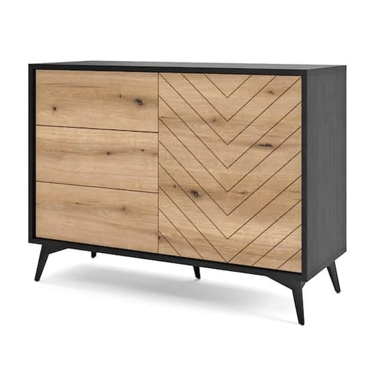 Product photograph of Dale Wooden Sideboard With 1 Door 3 Drawers In Evoke Oak from Furniture in Fashion