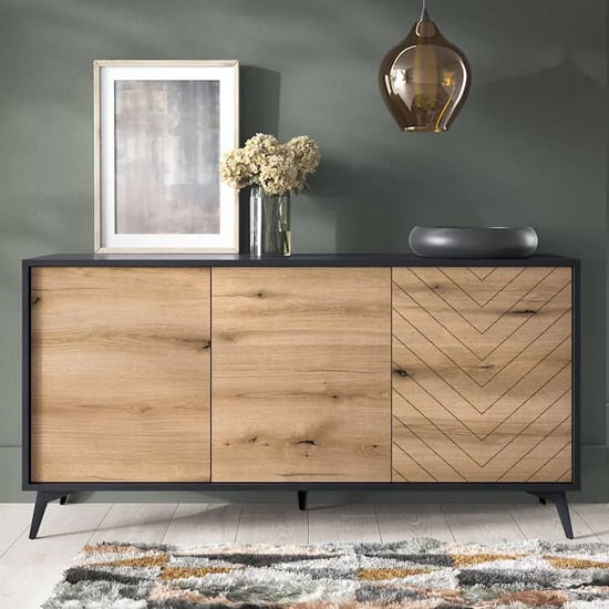 Product photograph of Dale Wooden Sideboard With 3 Doors In Evoke Oak from Furniture in Fashion
