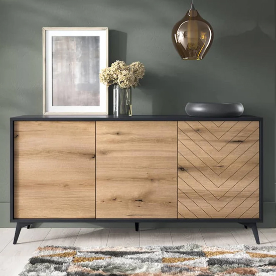 Dale Wooden Sideboard With 3 Doors In Evoke Oak