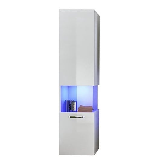 Photo of Dale wall mounted left bathroom cabinet white high gloss and led