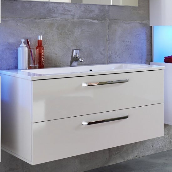 Dale Wall Mounted Vanity Cabinet White High Gloss With Washbasin