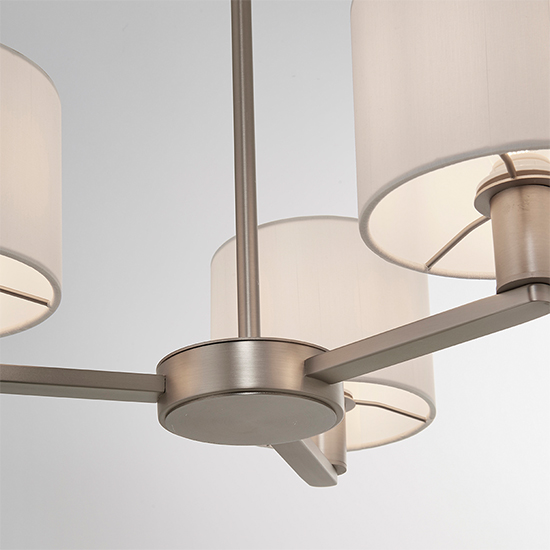 Daley 3 Lights White Shades Pendant Light In Matt Nickel