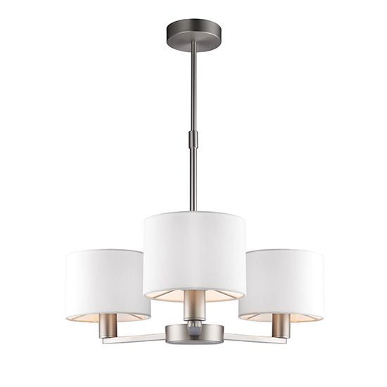 Read more about Daley 3 lights white shades pendant light in matt nickel