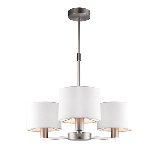 Daley 3 Lights White Shades Pendant Light In Matt Nickel