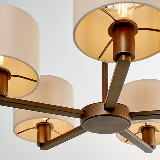 Daley 5 Lights Marble Shades Pendant Light In Antique Bronze