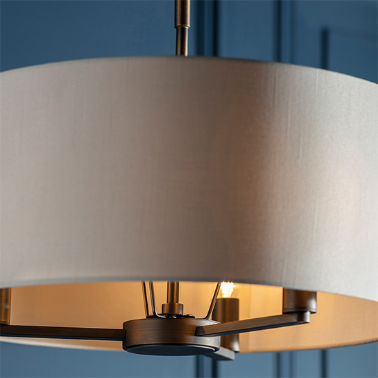 Daley Round White Shades Pendant Light In Dark Bronze