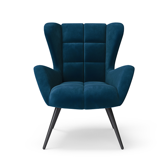 Dalia Velvet Accent Chair With Black Legs In Blue