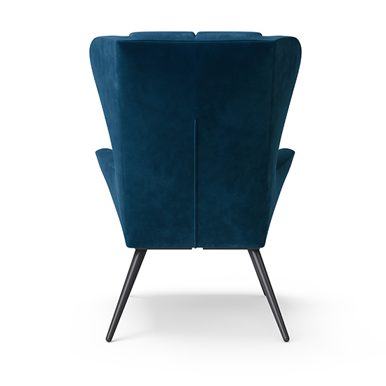 Dalia Velvet Accent Chair With Black Legs In Blue