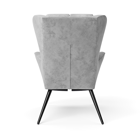 Dalia Velvet Accent Chair With Black Legs In Grey