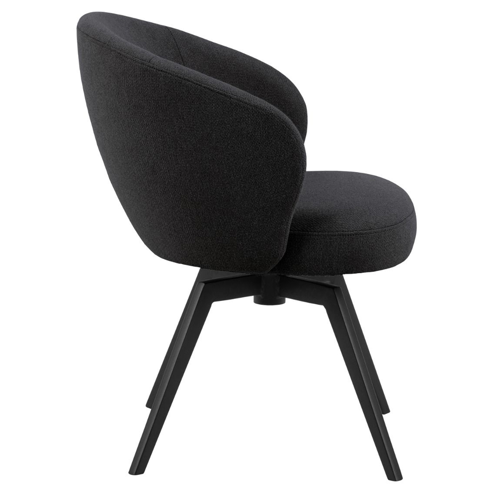 Dallas Black Fabric Dining Chairs With Metal Legs In Pair