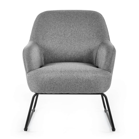 Dallas Fabric Accent Chair In Grey With Black Metal Legs