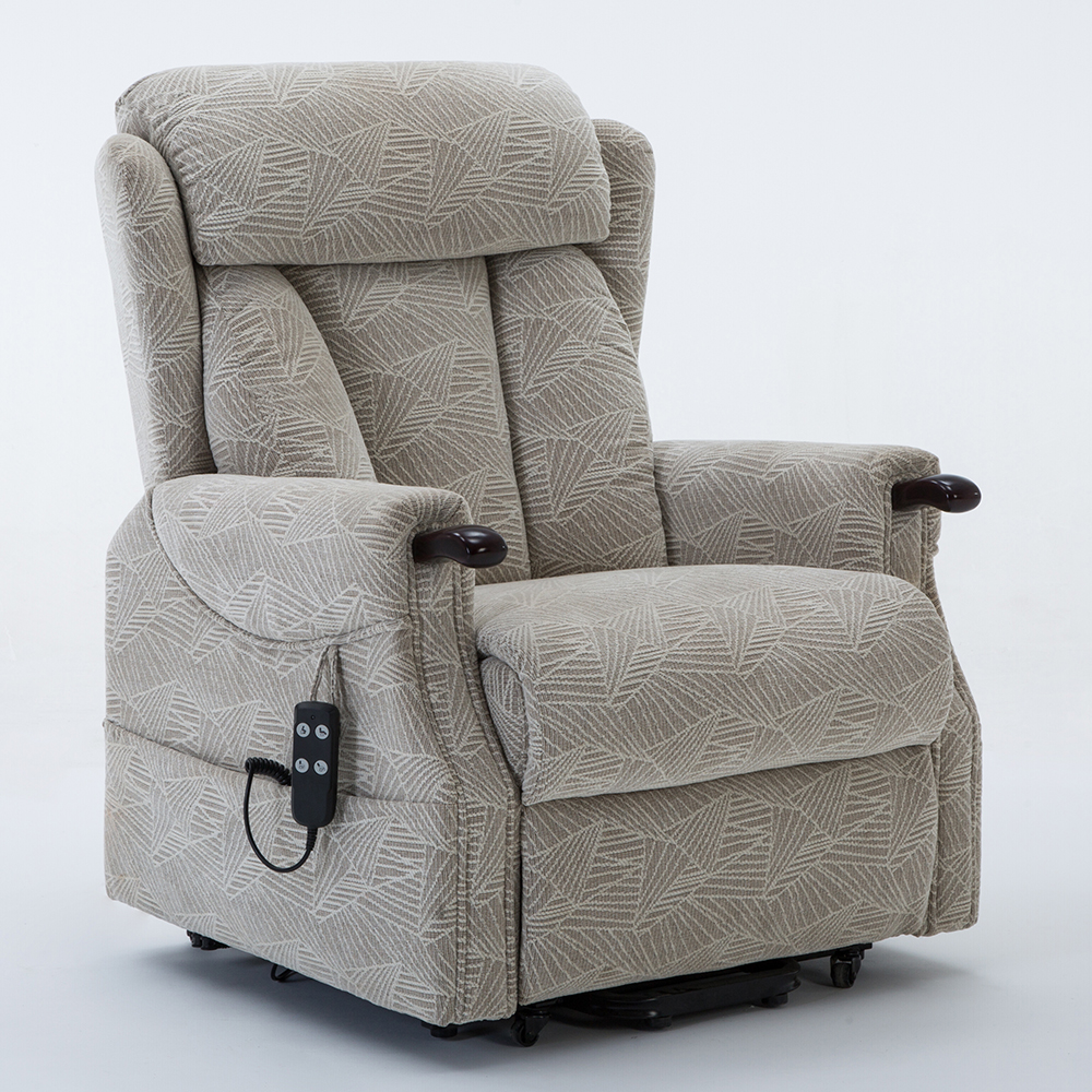 Dallas Fabric Electric Recliner Chair In Cream