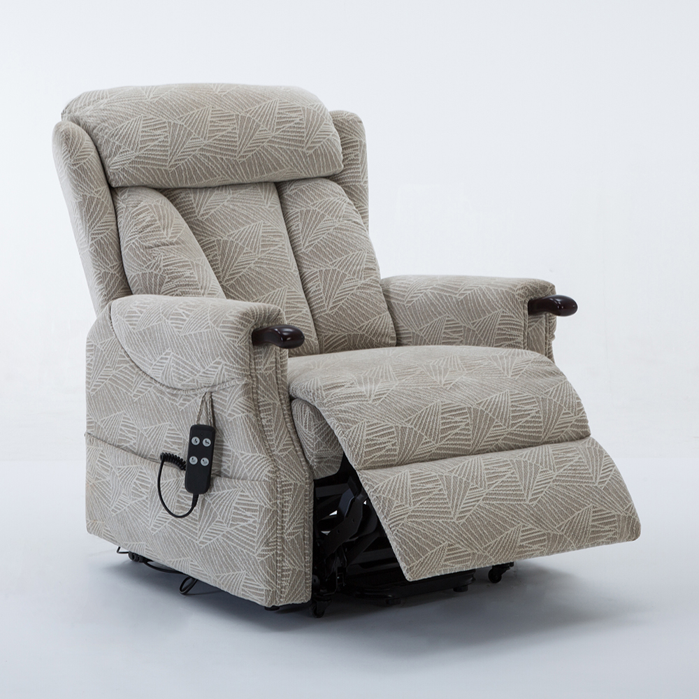 Dallas Fabric Electric Recliner Chair In Cream