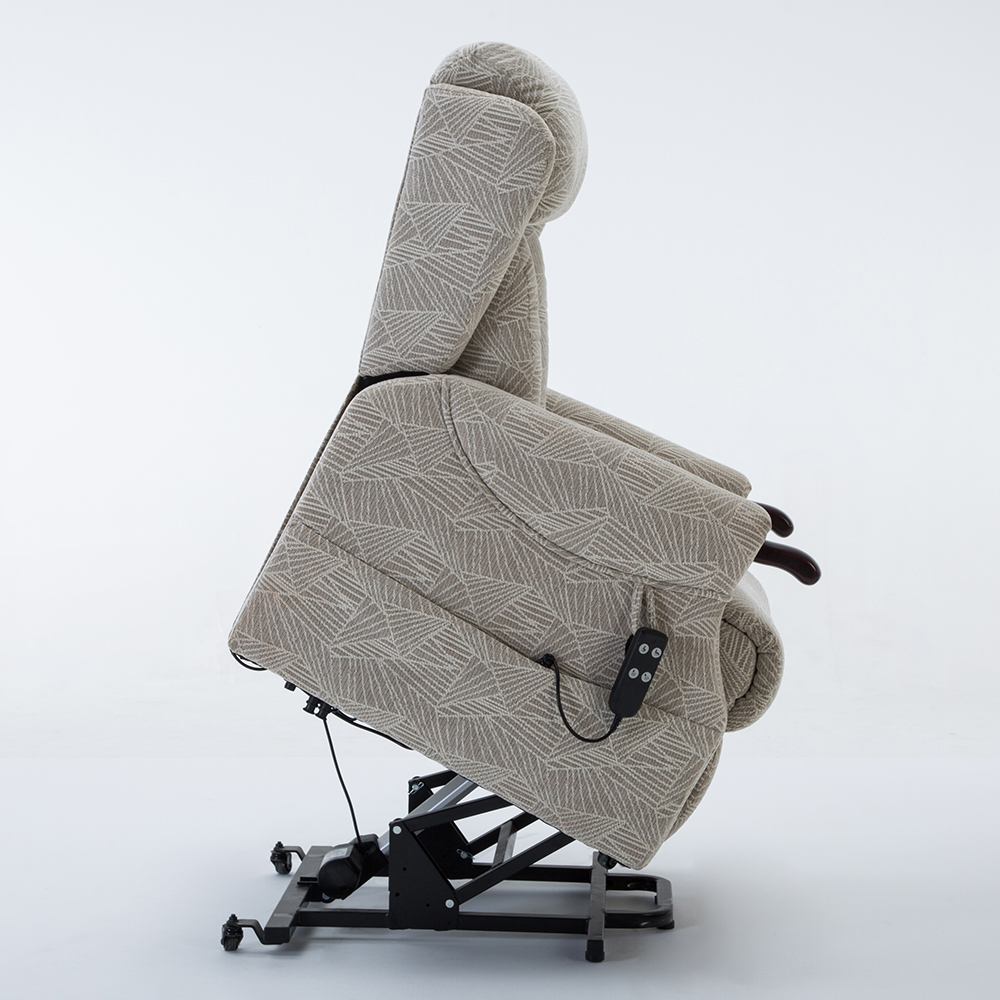 Dallas Fabric Electric Recliner Chair In Cream