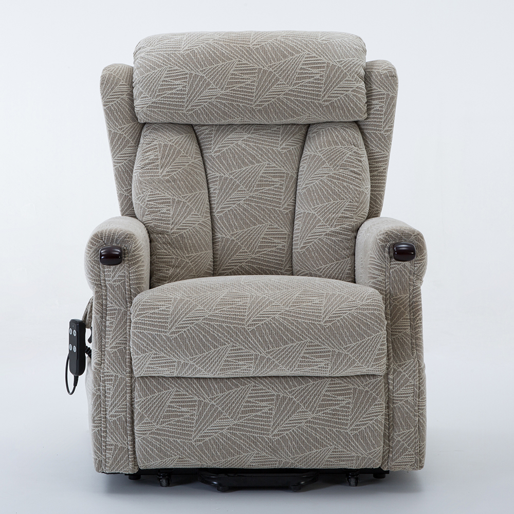 Dallas Fabric Electric Recliner Chair In Cream