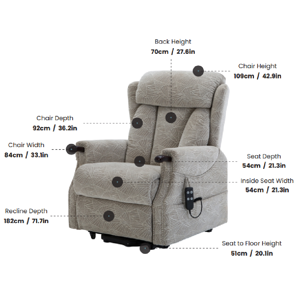 Dallas Fabric Electric Recliner Chair In Cream