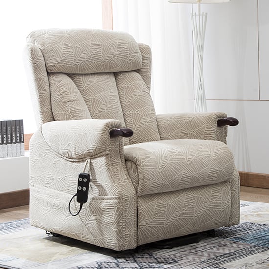 Dallas Fabric Riser Dual Motor Recliner Chair In Cream