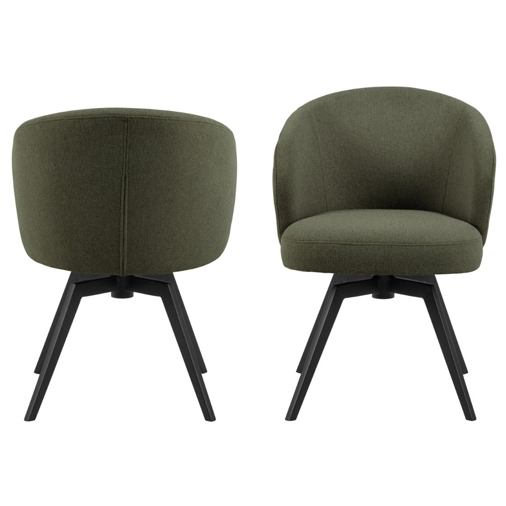 Dallas Green Fabric Dining Chairs With Metal Legs In Pair
