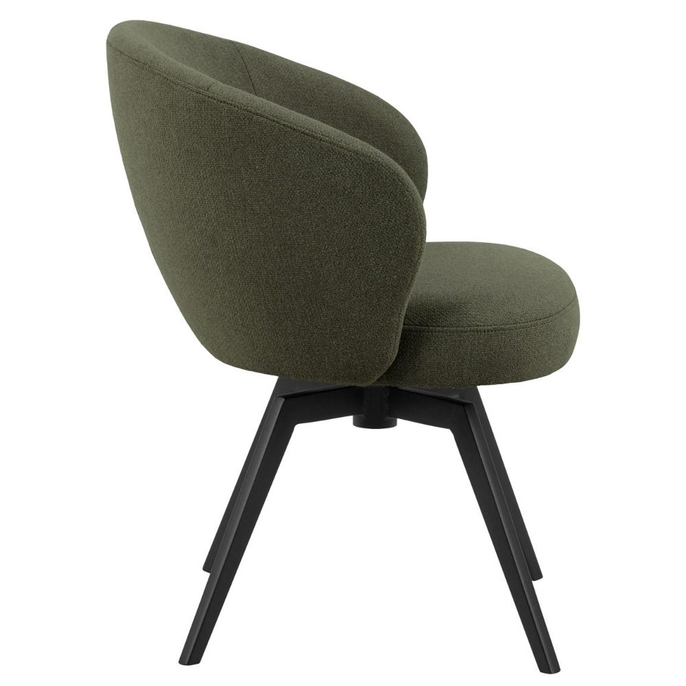 Dallas Green Fabric Dining Chairs With Metal Legs In Pair