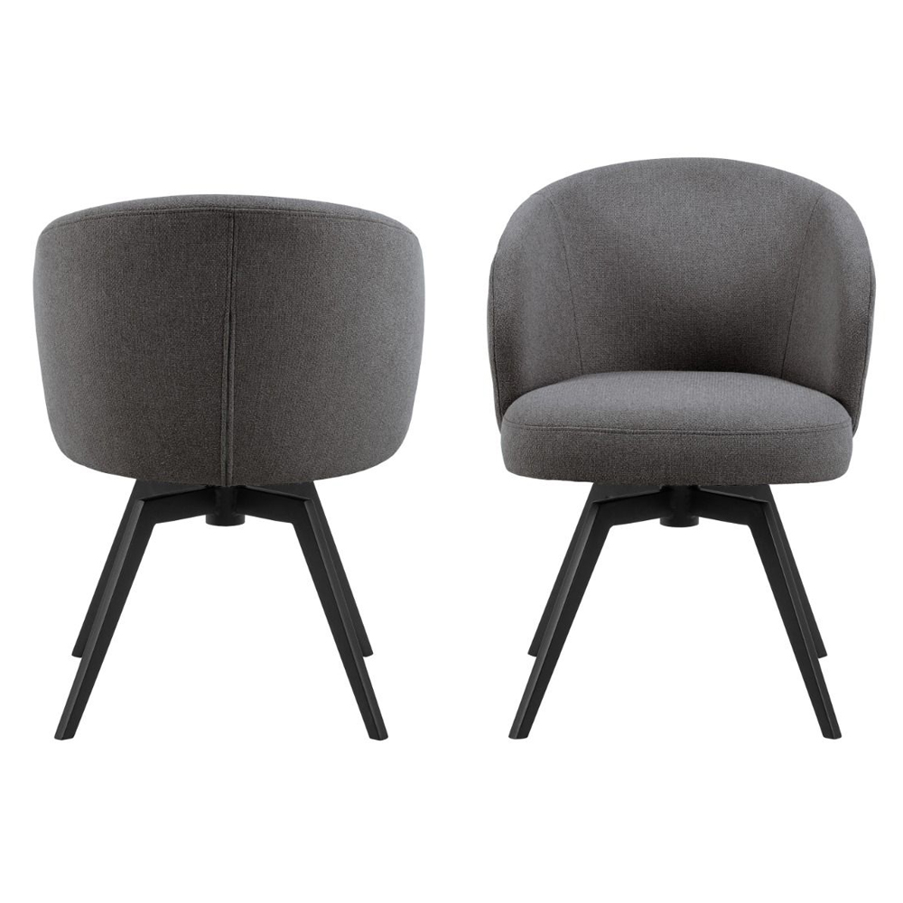 Dallas Grey Fabric Dining Chairs With Metal Legs In Pair