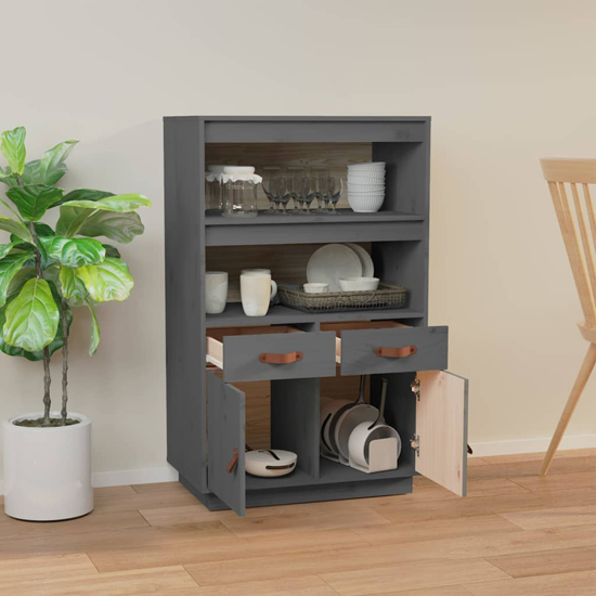 Dallas Pinewood Sideboard With 2 Doors 2 Drawers In Grey