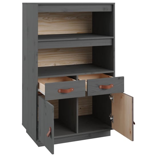 Dallas Pinewood Sideboard With 2 Doors 2 Drawers In Grey