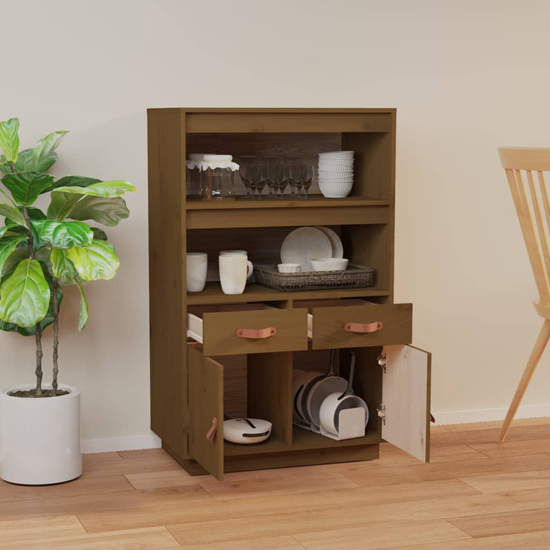 Dallas Pinewood Sideboard With 2 Doors 2 Drawers In Honey Brown