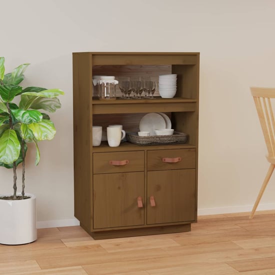 Product photograph of Dallas Pinewood Sideboard With 2 Doors 2 Drawers In Honey Brown from Furniture in Fashion