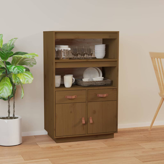 Read more about Dallas pinewood sideboard with 2 doors 2 drawers in honey brown