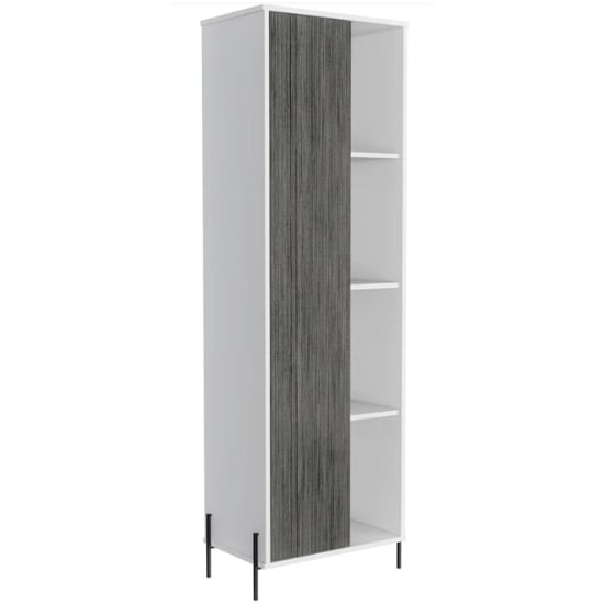 Photo of Dunster tall wooden display cabinet in white and carbon grey