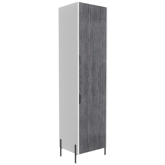 Photo of Dunster tall wooden storage cabinet in white and carbon grey