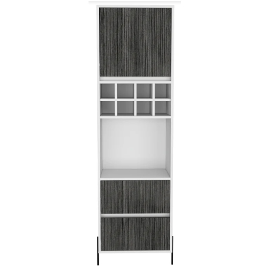 Dunster Tall Wooden Wine Cabinet In White And Carbon Grey_3