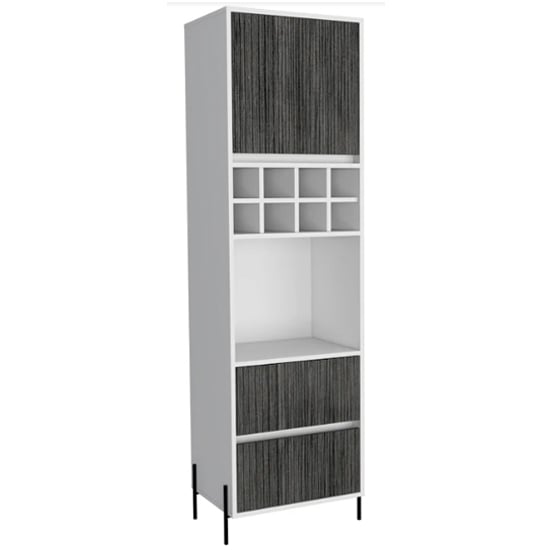 Product photograph of Dunster Tall Wooden Wine Cabinet In White And Carbon Grey from Furniture in Fashion