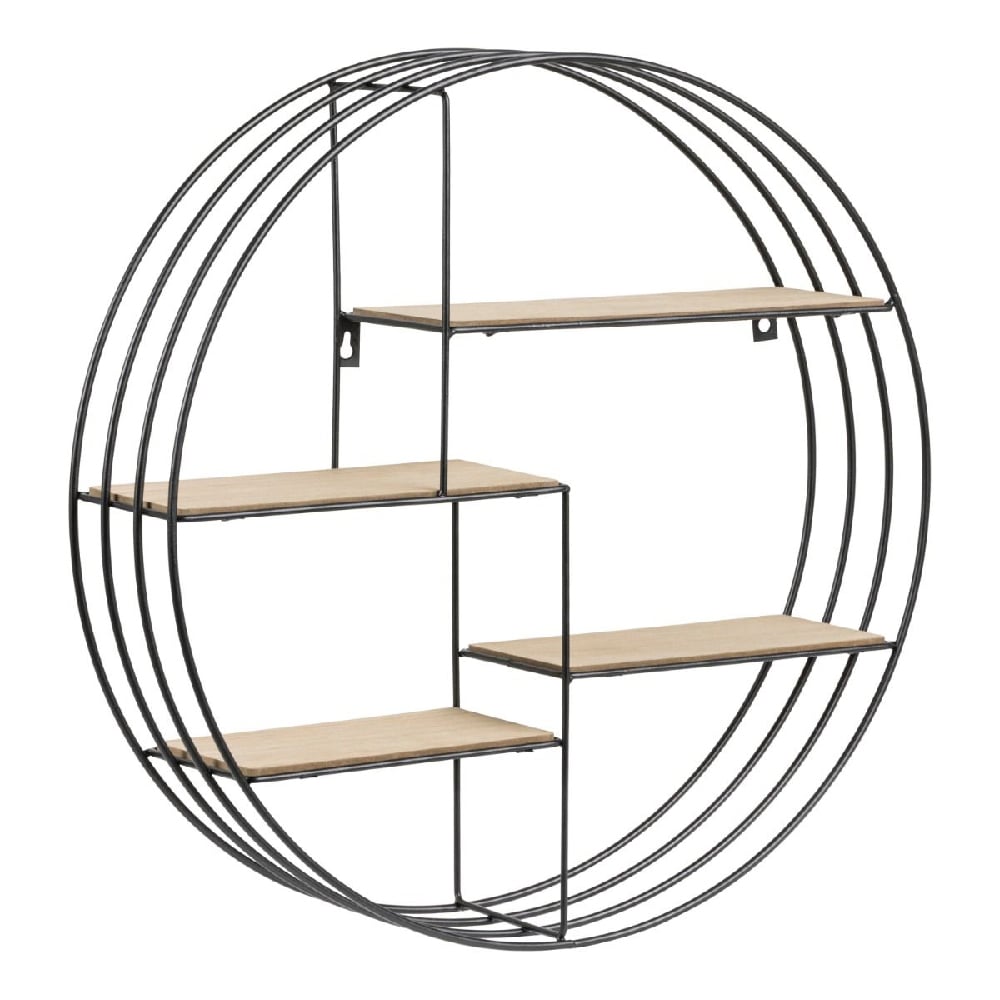 Read more about Dallas wall hung wooden shelving unit with black frame in oak