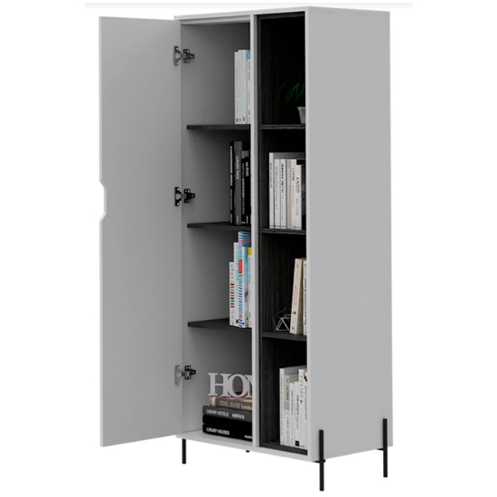 Dunster Wooden Display Cabinet With 1 Door In White And Black