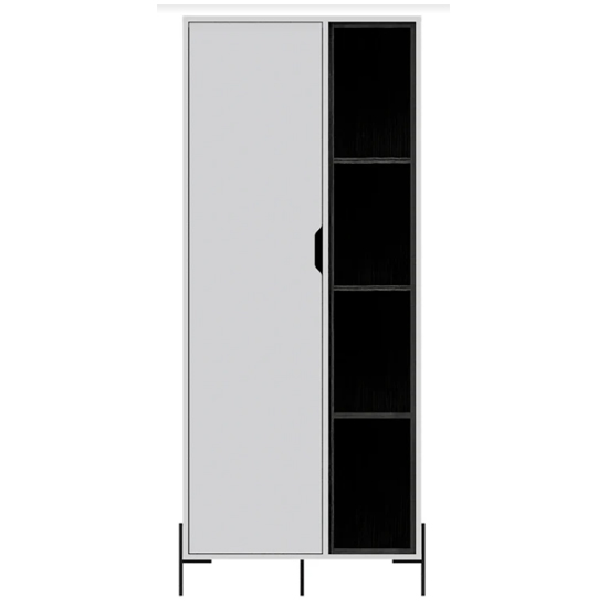 Dunster Wooden Display Cabinet With 1 Door In White And Black