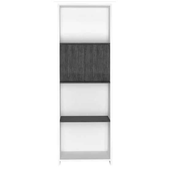 Dunster Wooden Bookcase With 3 Shelves And 2 Doors In White Grey