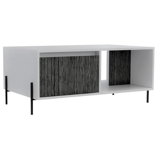 Read more about Dunster wooden coffee table with 1 drawer in white and grey