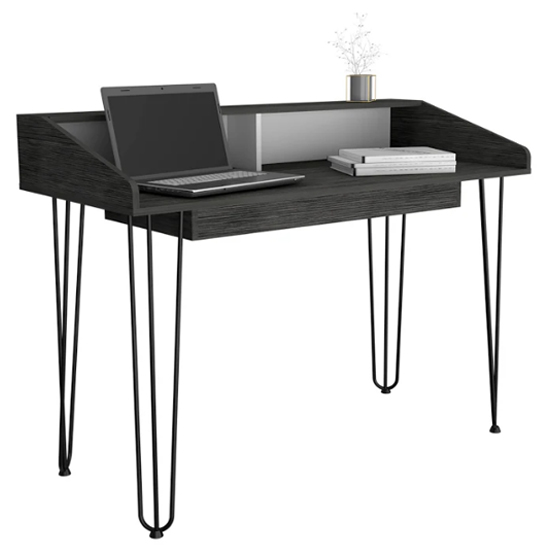 Dunster Wooden Laptop Desk In Carbon Grey And White