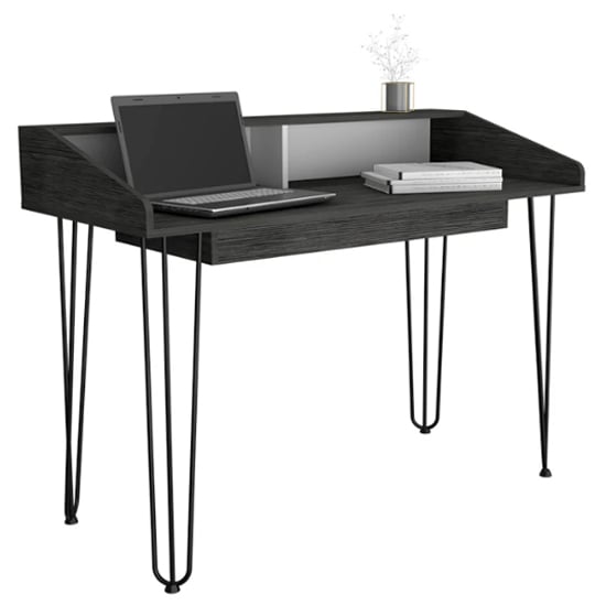 Read more about Dunster wooden laptop desk with 2 shelves in white and grey
