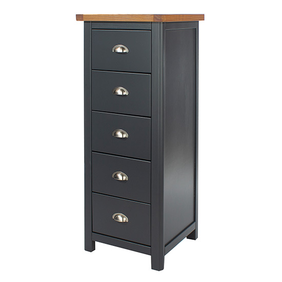 Dallon Narrow Wooden Chest Of 5 Drawers In Midnight Blue_3
