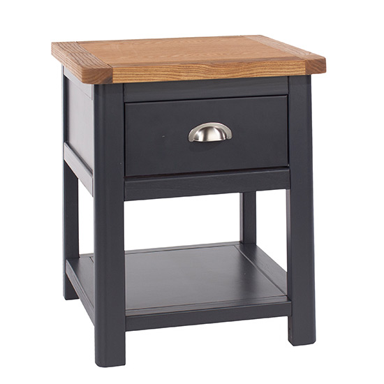 Read more about Dallon wooden bedside cabinet with 1 drawer in midnight blue