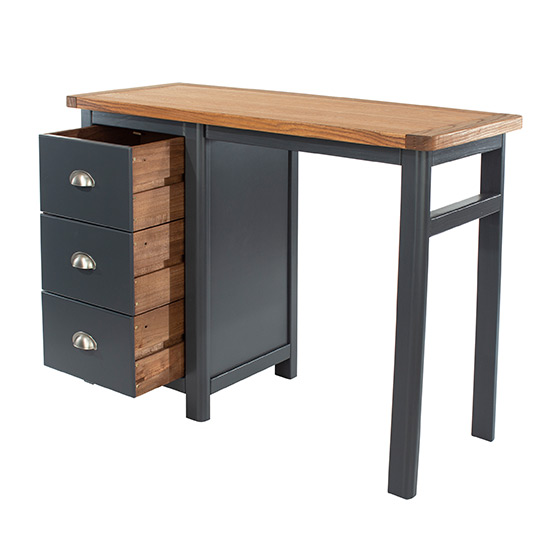 Dallon Wooden Single Pedestal Dressing Table In Midnight Blue_4